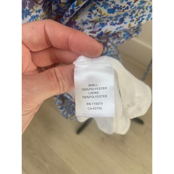 Nina Leonard Blue Floral Chiffon Midi Dress, Size M - Picture 6 of 6